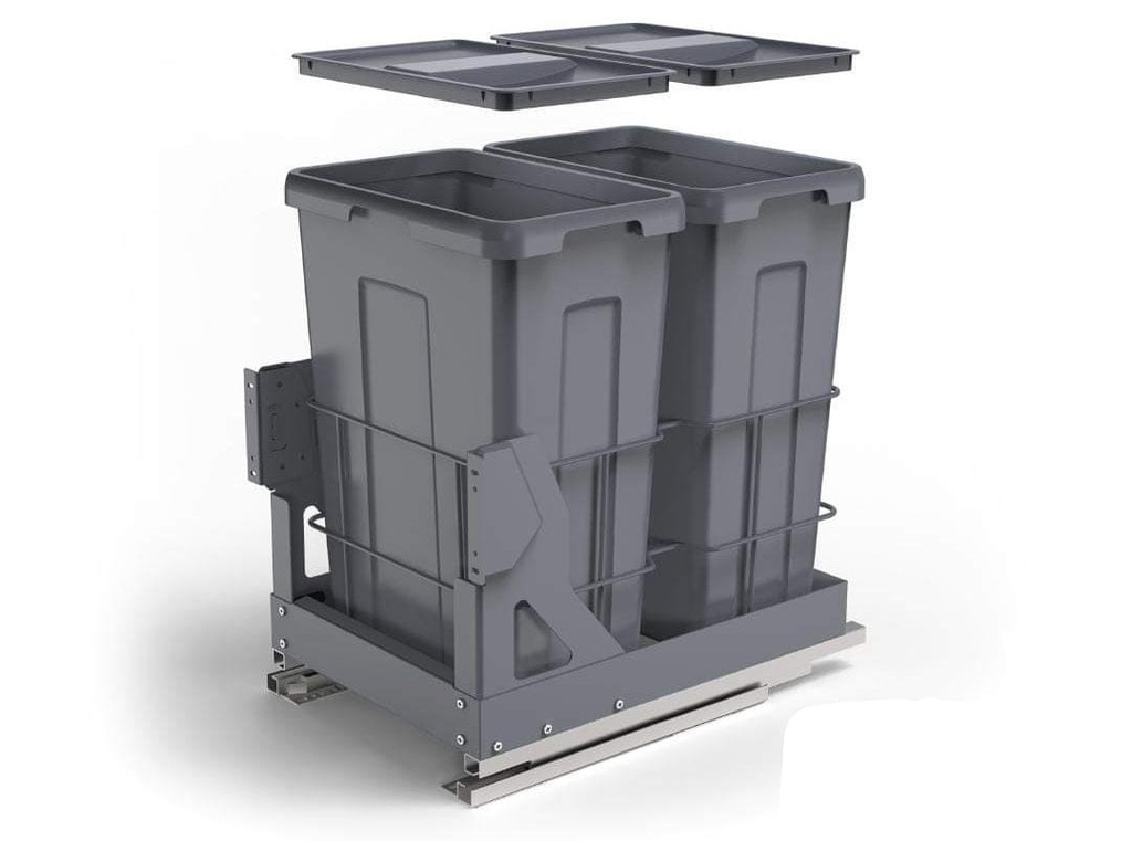 BASURERO EXTRAIBLE 2 CUBOS RIEL OCULTO LENTO 40CM IT30305 ESPAÑOL