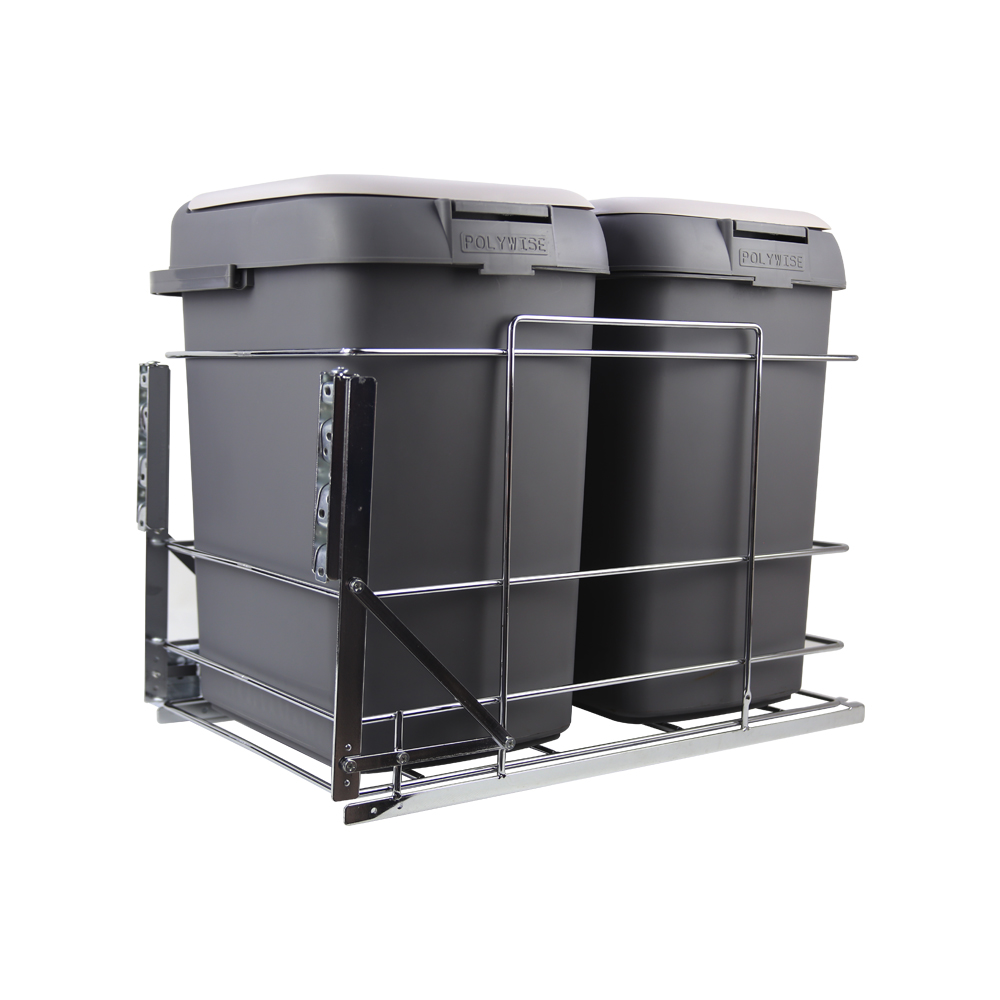 BASURERO EXTRAIBLE 2 CUBOS RIEL OCULTO LENTO 40CM IT30315