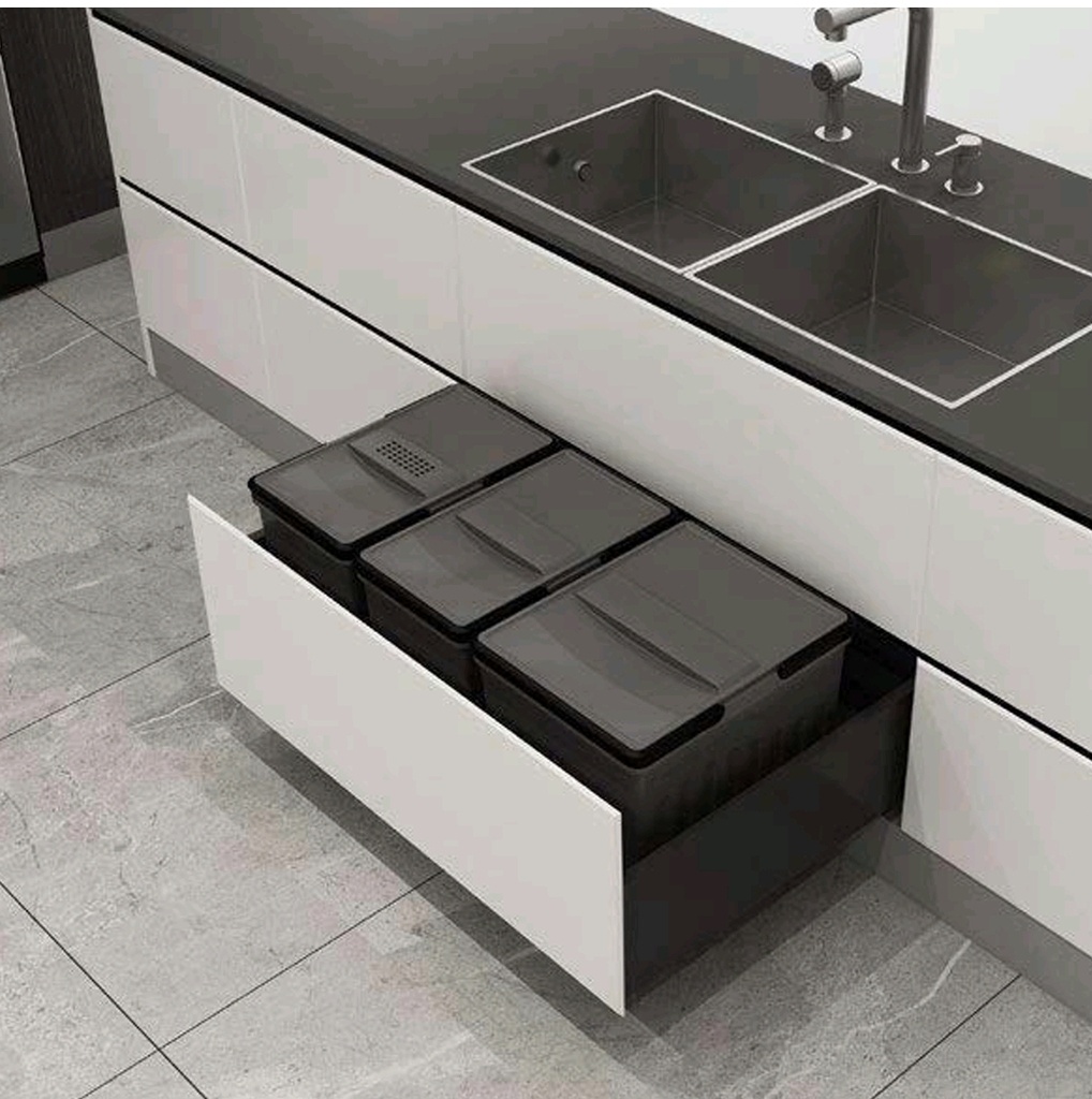 BASURERO 50L SET CUBOS S-LINE ( BASE+15L+15L+20L)800MMS INTHER IT34010