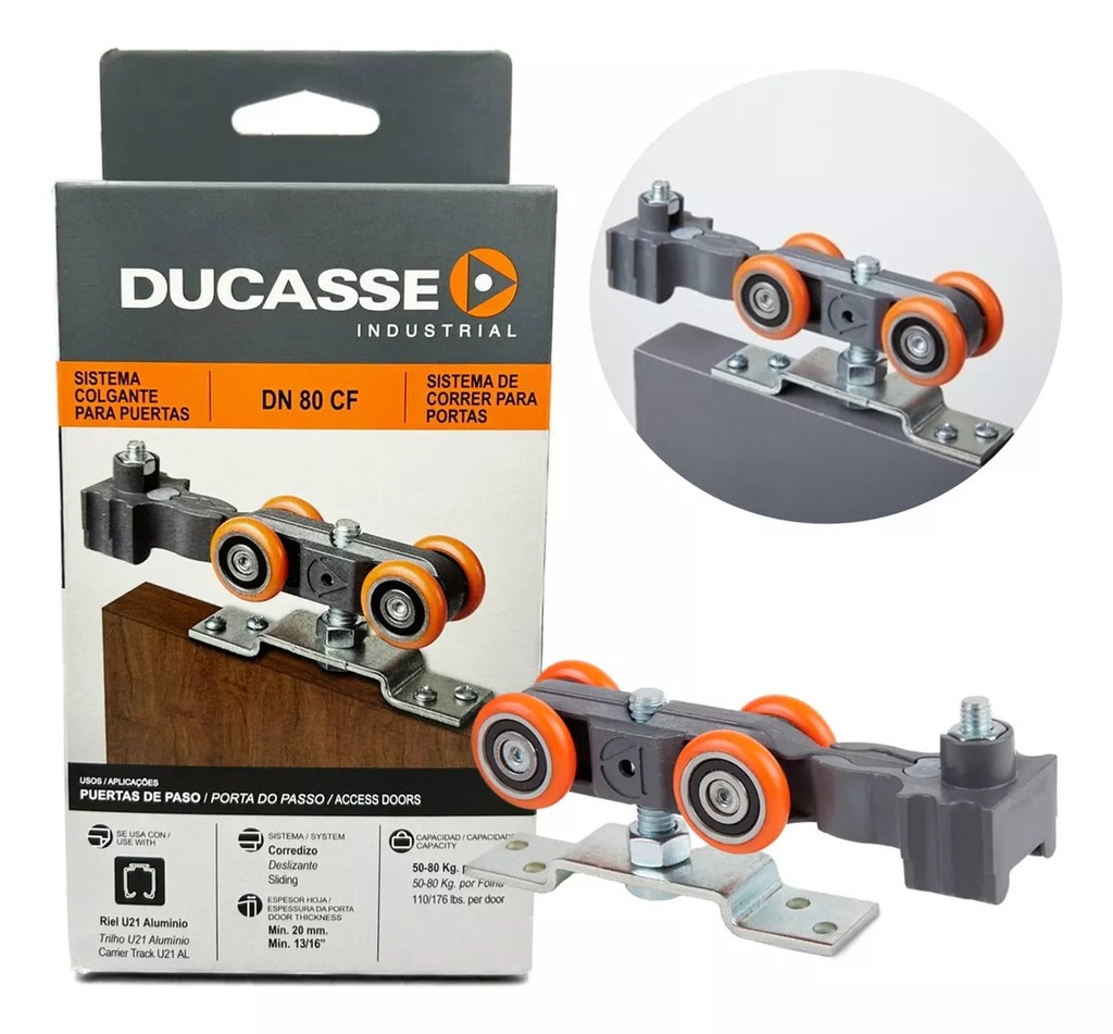 HERRAJE DN-80 CON FRENO P PUERTA PAR 80KG U21 DUCASSE 