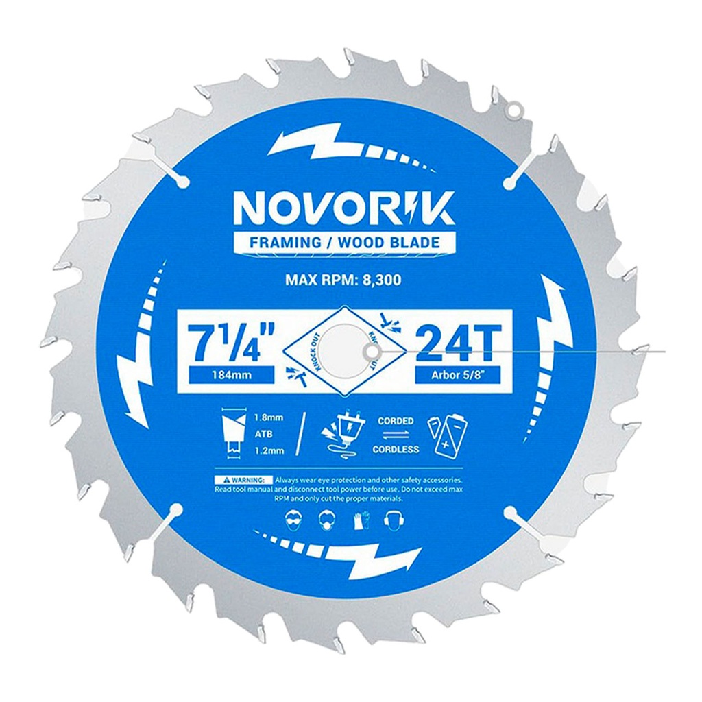 DISCO SIERRA 7-1/4 PULGADAS 184X1.8 24T CARBURO TUNGSTENO NOVORK