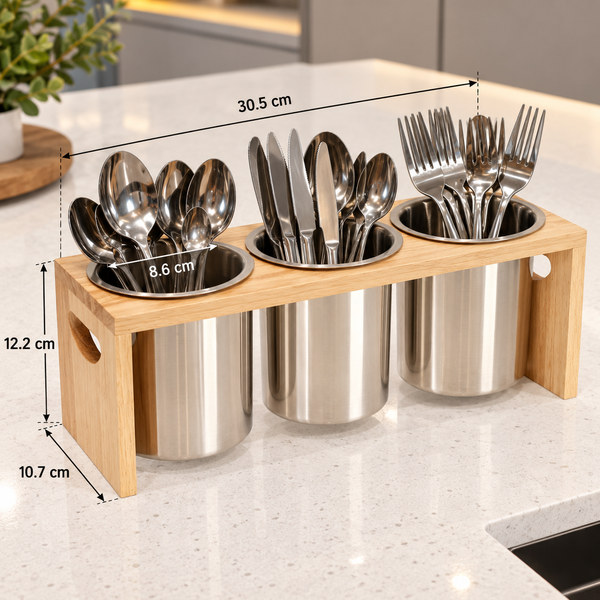 SET 3 RECIPIENTES MULTIUSO CON BASE INOX