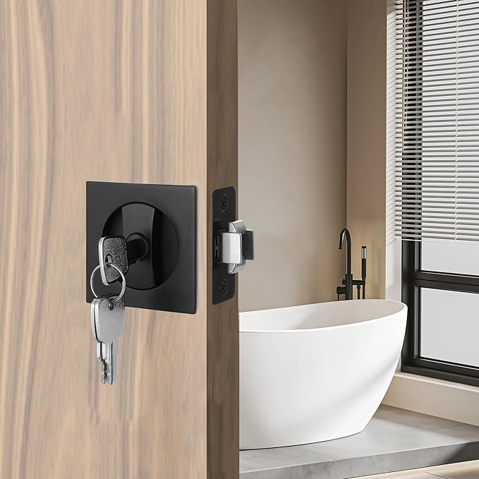 CERRADURA PUERTA CORREDIZA NEGRO CON LLAVE