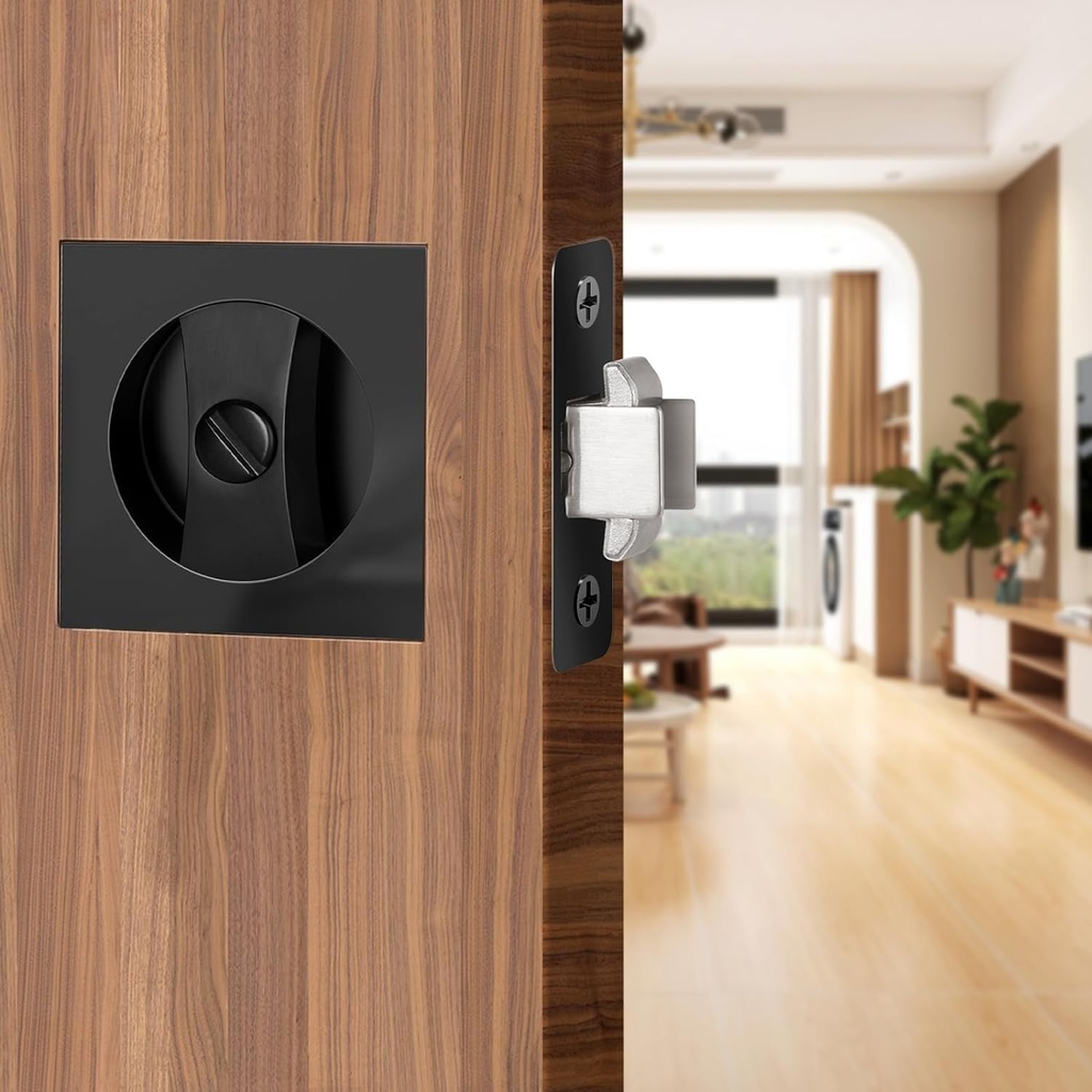 CERRADURA PUERTA CORREDIZA NEGRO SIN LLAVE