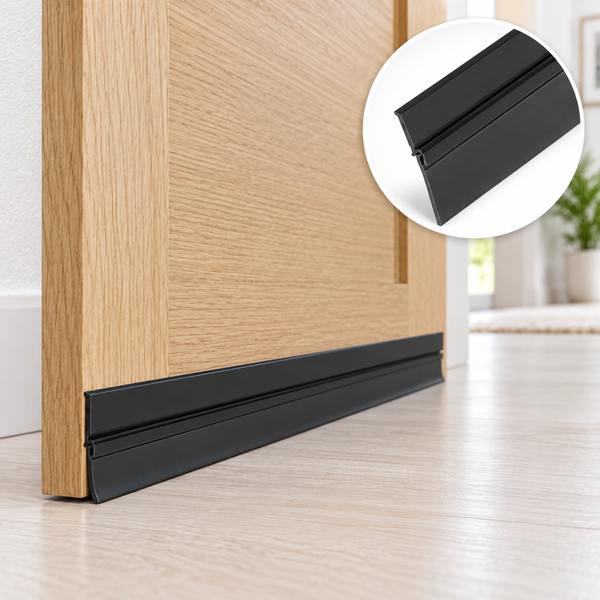 BURLETE HULE-ALUMINIO NEGRO PARA PUERTAS ANTI POLVO ANTI INSECTOS 1MX22MM HERMEX