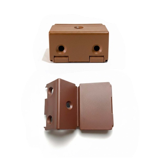 [CONECTOR C/TAPA CAFE] ESCUADRA DOBLE C/TAPA CAFE