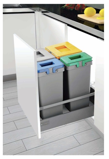 [BASURERO IT30310] BASURERO EXTRAIBLE 2 CUBO + CAJON 400MMS IT30310