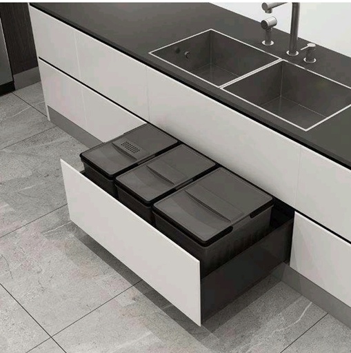 [BASURERO 4 IT34010] BASURERO 50L SET CUBOS S-LINE ( BASE+15L+15L+20L)800MMS INTHER IT34010