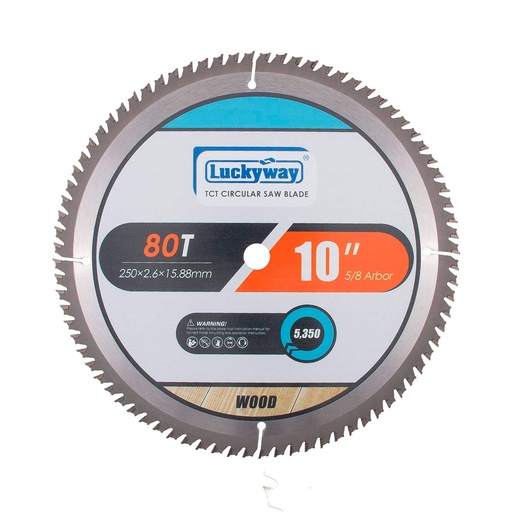 [SIERRA 10X80T LUCKY] DISCO SIERRA 10 PULGADAS 255X2.5 80T CARBURO TUNGSTENO LUCKY WAY