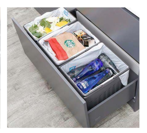 [BASURERO 3 IT34015] BASURERO 55L SET CUBOS S-LINE( BASE+15L+20L+20L)900MMS INTHER IT34015