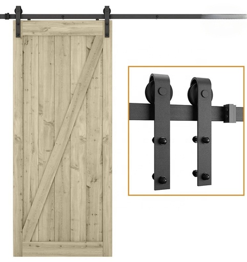 [KIT GRANERO J NEG LE] KIT HERRAJES GRANERO 2M PUERTA CORREDIZA J NEGRO CIERRE LENTO 80KG
