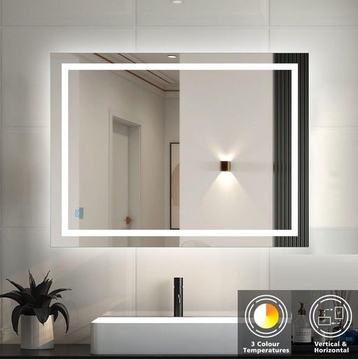 [ESPEJO GMIRROR06] ESPEJO RENTANGULAR 60CMX80CM GMIRROR06 3 TONOS LED