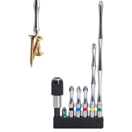 [JUEGO PUNTA MIXTAS] PUNTA PH2 DESTORNILLADOR IMANTADA MIXTAS 7 PCS GRIS