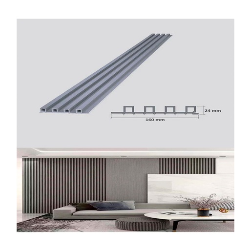 [ACANALAD BEIGE DE125] LAMINA ACANALADA DECORATIVA GRIS BEIGE PASTEL WPC 24X160X2900 DE125