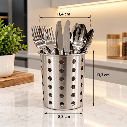 [RECIPIENTE INOX] RECIPIENTE MULTIUSO 8X12X14 INOX HUECOS UND